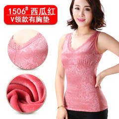 Warm vest plus velvet female personal fitness Double thick sexy lace chest supporting super soft abdomen winter coat XL 1506 watermelon red bra band