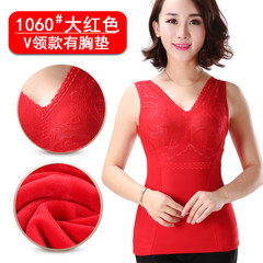 Warm vest plus velvet female personal fitness Double thick sexy lace chest supporting super soft abdomen winter coat XL 1060 red belt bra