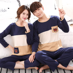 Daily specials, spring and autumn lovers pajamas, women's cotton long sleeves, winter men's big yards can be worn out of pure cotton home wear Female L Long block bears lovers 2616