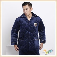 Pajamas with fertilizer plus Taiqiu winter thickening large code 300 kg 5XL Home Furnishing coral velvet cotton padded clothes (191-215 Jin selected here) Navy Blue