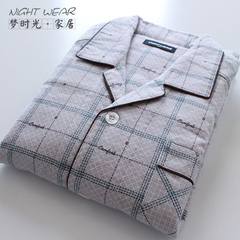 Sanding pajamas pajamas long sleeved cotton cotton flannel warm spring and autumn winter youth s casual relaxed M (weight 110-145 Jin) A letter containing cotton fever case