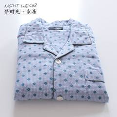 Sanding pajamas pajamas long sleeved cotton cotton flannel warm spring and autumn winter youth s casual relaxed M (weight 110-145 Jin) Little blue flowers do not contain cotton fever