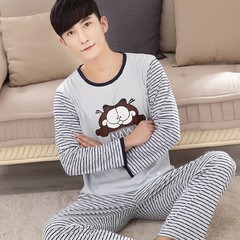 Daily specials, pajamas, men's long sleeves, pure cotton, autumn thin, men's sports and leisure pants, home clothes set, big yards Male --XXL code (150~165 Jin) Garfield long sleeve