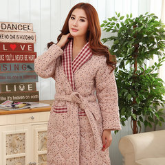 Shipping winter cotton padded robe gown Home Furnishing thickened female pure cotton padded jacket lady XL warm bathrobe Nightgown M (thickening warmth, pure cotton fabric) 9915 (pure cotton)