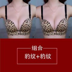 No rims on the collection gather half cup bra accessory small chest thickening adjustment Sexy Lingerie Set female models Leopard leopard + Leopard Print 75C 34/75C