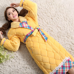 The new winter sweet babe cashmere quilted robe female winter thickening Clubman coral velvet lady warm bathrobe 160 (M) 8721 yellow (plush thickening)