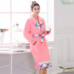 The new winter sweet babe cashmere quilted robe female winter thickening Clubman coral velvet lady warm bathrobe 160 (M) 8721 Pink (baby velvet thickening)