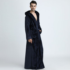 The flannel gown female winter thickening Clubman couple warm coral fleece bathrobe XL loose clothing Home Furnishing M (158-168) is fit for 80-120 kg weight Tibet Navy