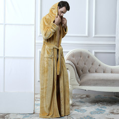 The flannel gown female winter thickening Clubman couple warm coral fleece bathrobe XL loose clothing Home Furnishing M (158-168) is fit for 80-120 kg weight Millet Yellow