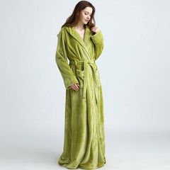 The flannel gown female winter thickening Clubman couple warm coral fleece bathrobe XL loose clothing Home Furnishing M (158-168) is fit for 80-120 kg weight Fruit green
