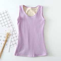 Warm vest women thickening, autumn clothes, winter body tight, pure cotton stripe grounding shirt tops XXL (recommended 95~115 Jin) 282- purple