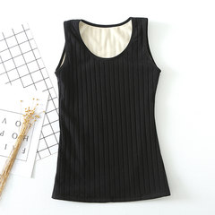 Warm vest women thickening, autumn clothes, winter body tight, pure cotton stripe grounding shirt tops XXL (recommended 95~115 Jin) 282- black