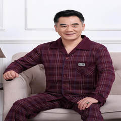 Men's pajamas, long sleeves, pure cotton, middle and old aged men's, XL, cotton, spring and autumn home suits 15 days free of charge free shipping Seven thousand one hundred and sixty-two