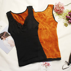 New warm vest, female thickening, lace V collar, stretch elastic underwear, self-cultivation chest vest sexy All &lt; 80-120 Jin &gt; Collection Plus purchase priority black