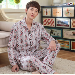 In spring and autumn, men's long sleeve pajamas, youth 100% pure cotton winter and winter cotton plus big size middle and old age home wear 3XL [without fading, no pilling] # Bordeaux R143