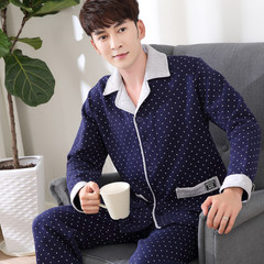 Cotton Quilted pajamas, pure cotton thickening and cotton, three layers of thin cotton jacket, men's cotton suit XXXL (can wear 200 Jin) 9271 blue