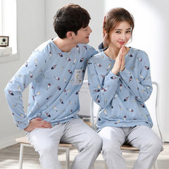 Two sets of spring and autumn lovers pajamas female suit, cotton man autumn winter lovely home long sleeved summer version Female M+ male XXL JY6837