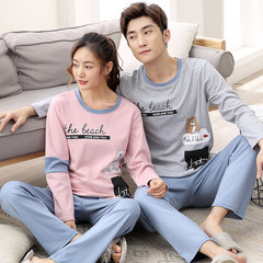 Two sets of spring and autumn lovers pajamas female suit, cotton man autumn winter lovely home long sleeved summer version Female M+ male XXL MN4705