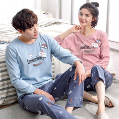 Two sets of spring and autumn lovers pajamas female suit, cotton man autumn winter lovely home long sleeved summer version Female M+ male XL QC1133