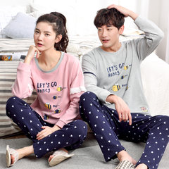 Two sets of spring and autumn lovers pajamas female suit, cotton man autumn winter lovely home long sleeved summer version Female M+ male XL QC1138