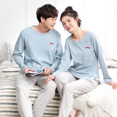 Two sets of spring and autumn lovers pajamas female suit, cotton man autumn winter lovely home long sleeved summer version Female M+ male XL QC1106