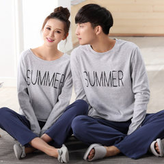 In the spring and Autumn period, lovers' pajamas, long sleeves, pure cotton women's home clothes, Korean men's big size, Cotton autumn thin set Ladies XL code SUMMER long sleeves