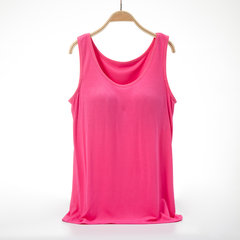 Modal with bra vest no rims bra Yoga one female free sleep slim underwear shirt M Pink vest (upgraded Edition)