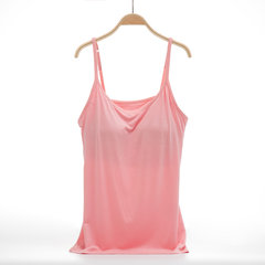 Modal with bra vest no rims bra Yoga one female free sleep slim underwear shirt M Apricot sling (upgraded Edition)