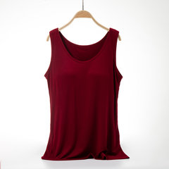Modal with bra vest no rims bra Yoga one female free sleep slim underwear shirt M Red wine vest (upgraded version)