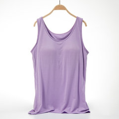 Modal with bra vest no rims bra Yoga one female free sleep slim underwear shirt Trumpet L (163\115 Jin) Taro purple vest (upgrade version)