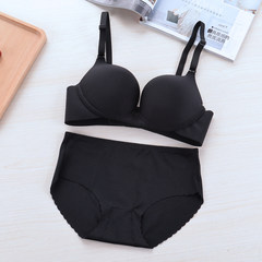 Japanese style underwear, students, thickness of small bra, gather girls without rims, no bra bra set sexy Black set meal 38/85B (thick paragraph)