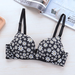 Japanese style underwear, students, thickness of small bra, gather girls without rims, no bra bra set sexy Black Chrysanthemum 34/75A (thin section)
