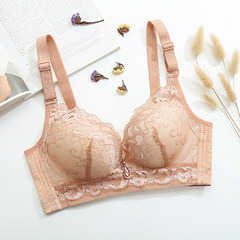 New wireless small chest sexy lace push up bra underwear T187 adjustment on collection Furu thickening Coffee 36B/80B