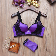 Genuine official flagship store to greatly gather 180 breast underwear collection Furu non steel ring bra set thin Dark purple 34C/75C