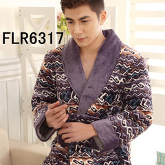 Every day special offer flannel gown female winter men thickening coral fleece quilted fleece bathrobe with long size Female M code [80-100 Jin] 6317 super thick and super warm
