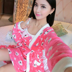 Autumn and winter women's pajamas bathrobe Nightgown sexy nightgown coral fleece flannel sleeves two suit Home Furnishing. Avoid the peak of logistics 899-7 [+] sling Robe