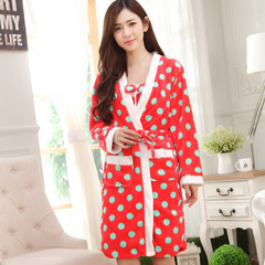 Autumn and winter women's pajamas bathrobe Nightgown sexy nightgown coral fleece flannel sleeves two suit Home Furnishing. Avoid the peak of logistics 502 [+] sling Robe