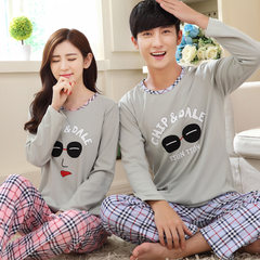 Lovers' pajamas, autumn long sleeves, pure cotton women's edition, autumn and winter men's big code, sweet and lovely home clothes, spring and autumn suits Female M sends male XL 9059-9060
