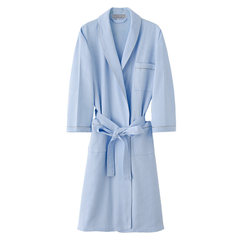 Five star hotel bathrobe Cotton Bathrobe adult male ladies Summer Cotton waffle robe suction L (for height less than 180, less than 170 kg) Waffle clause (sky blue)