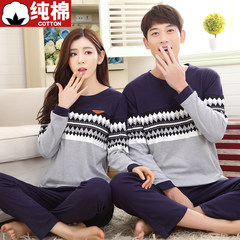 Every day special price, wearing lovers pajamas, women's pure cotton leisure Korean version, spring and autumn men's long sleeve suit Female XL code Q321 [cotton]
