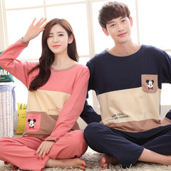 Every day special price, wearing lovers pajamas, women's pure cotton leisure Korean version, spring and autumn men's long sleeve suit Female XL code Y4408 [cotton]