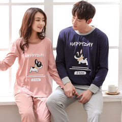 Every day special price, wearing lovers pajamas, women's pure cotton leisure Korean version, spring and autumn men's long sleeve suit Female XL code Y4410 [cotton]