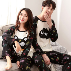 Every day special price, wearing lovers pajamas, women's pure cotton leisure Korean version, spring and autumn men's long sleeve suit Female XL code Y4407 [cotton]
