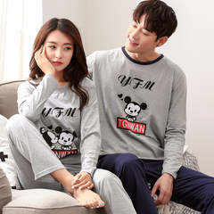 Every day special price, wearing lovers pajamas, women's pure cotton leisure Korean version, spring and autumn men's long sleeve suit Female XL code Y4411 [cotton]
