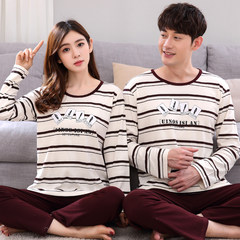 Every day special price, wearing lovers pajamas, women's pure cotton leisure Korean version, spring and autumn men's long sleeve suit Female XL code Y4416 [cotton]