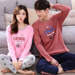 Every day special price, wearing lovers pajamas, women's pure cotton leisure Korean version, spring and autumn men's long sleeve suit Female XL code Y4417 [cotton]