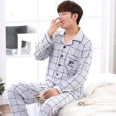 Pajamas, men's spring and autumn, long sleeve cotton, winter youth, big size, leisure, middle aged men's cotton suit L Y8932