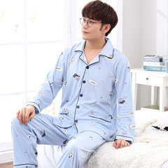 Pajamas, men's spring and autumn, long sleeve cotton, winter youth, big size, leisure, middle aged men's cotton suit L Y8936
