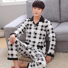 Pajamas, men's spring and autumn, long sleeve cotton, winter youth, big size, leisure, middle aged men's cotton suit L Y6632