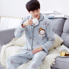 Pajamas, men's spring and autumn, long sleeve cotton, winter youth, big size, leisure, middle aged men's cotton suit L A7944